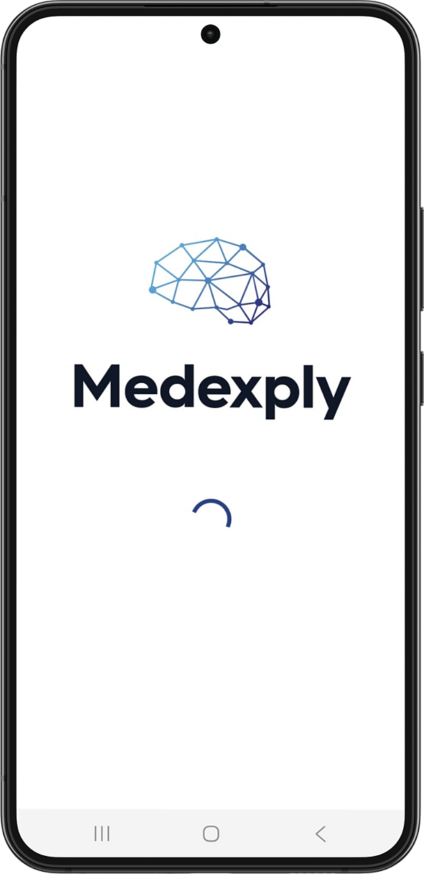 Écran d'accueil de l'application Medexply