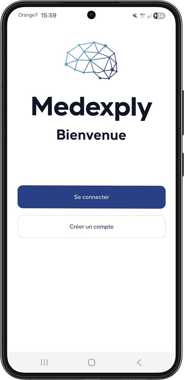 Écran de connexion à Medexply